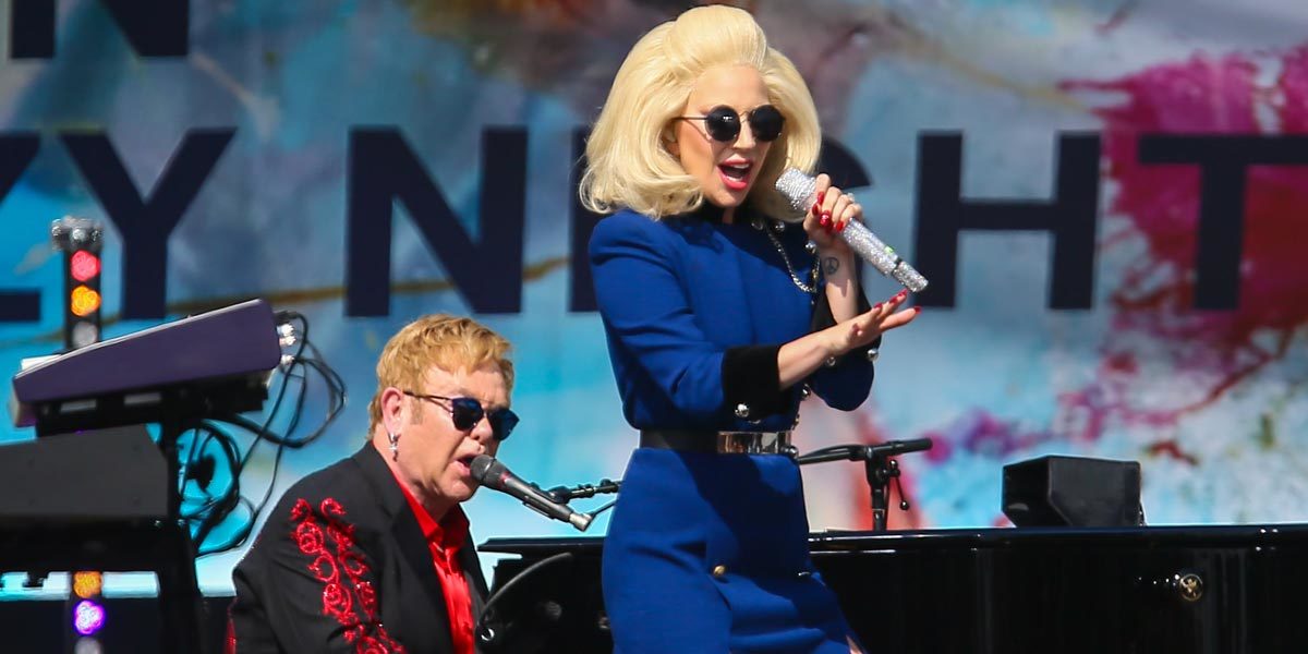 Lady Gaga joins Elton John on stage in West Hollywood