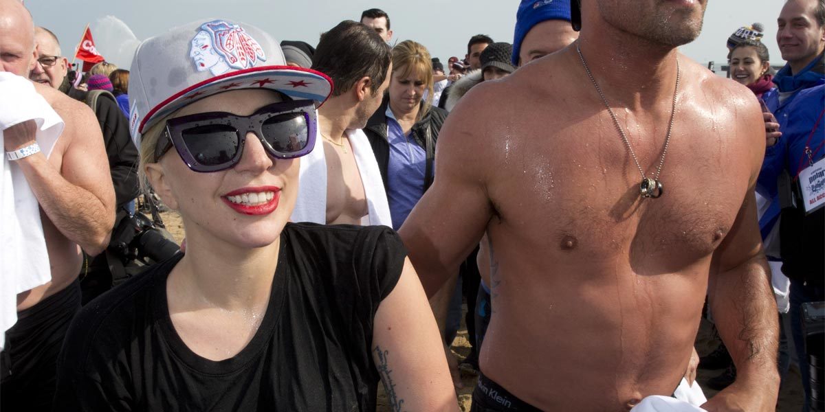 Lady Gaga jumps into Lake Michigan for charity
