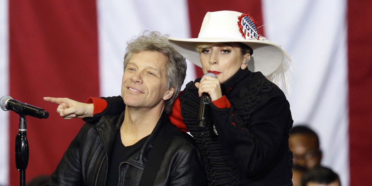 Lady Gaga Performs For Hillary Clinton, Duets With Jon Bon Jovi